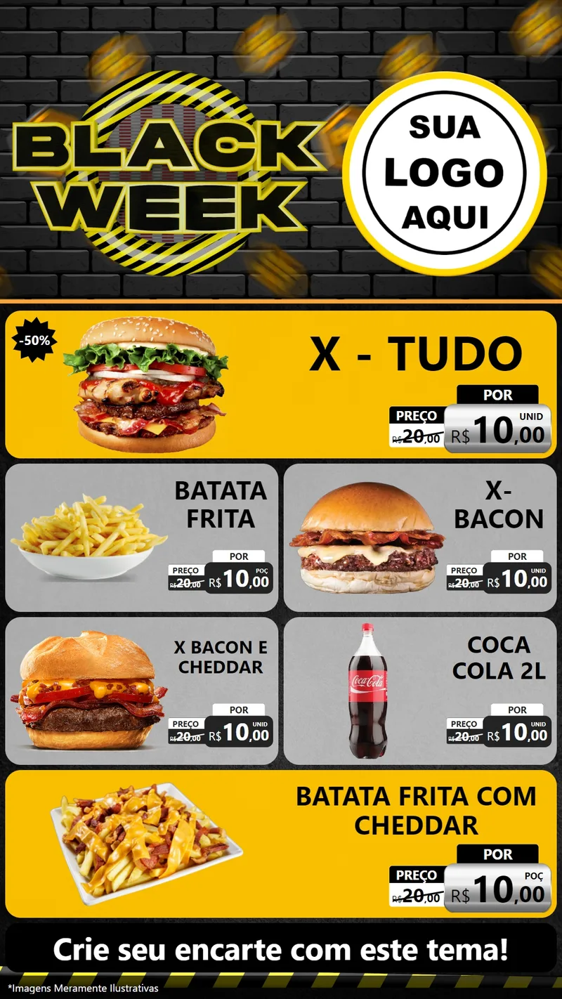 Modelo de TV para TV Vertical com o tema Black Week para Hamburgueria