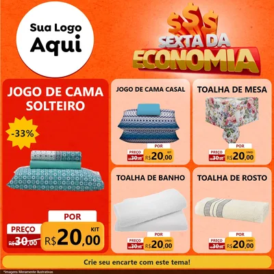 Modelo de Rede Social para Feed Facebook com o tema Sexta da Economia para Cama, Mesa e Banho