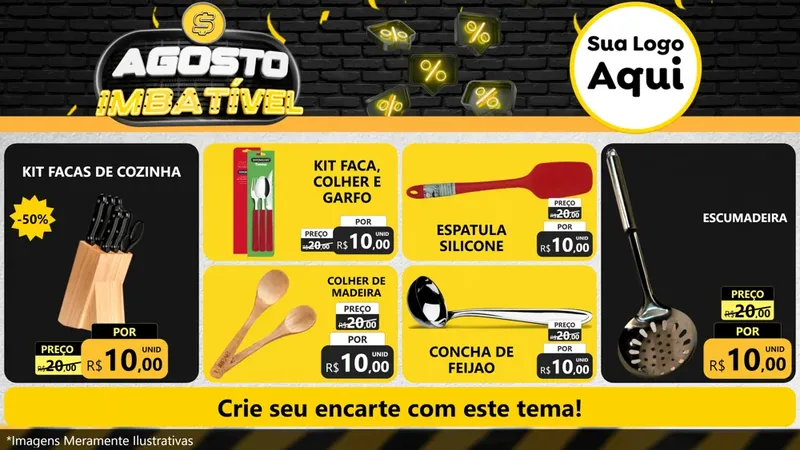 Modelo de TV para TV Horizontal com o tema Agosto Imbatível para Utilidades Domésticas