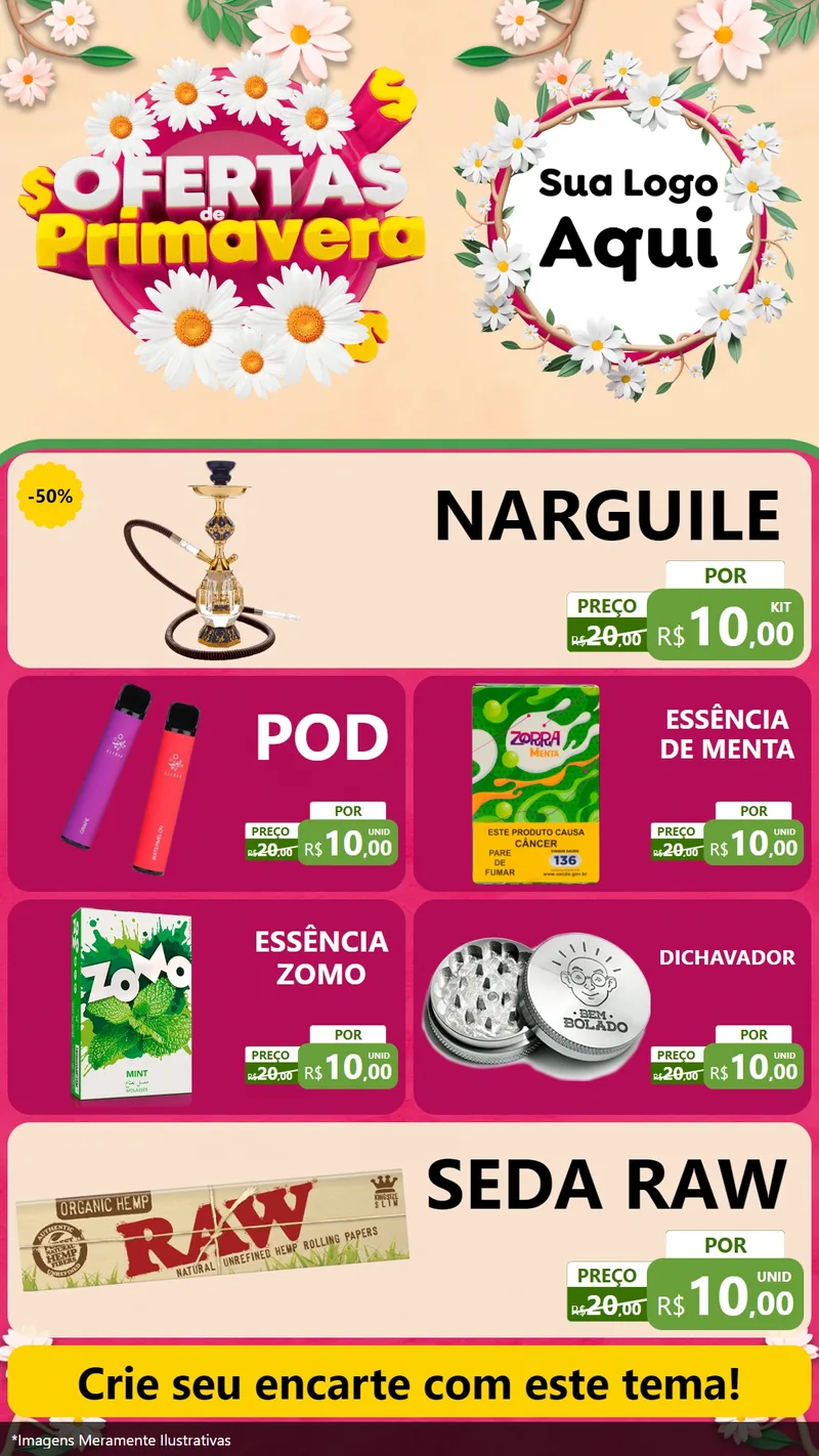 Modelo de TV para TV Vertical com o tema Ofertas de Primavera para Tabacaria