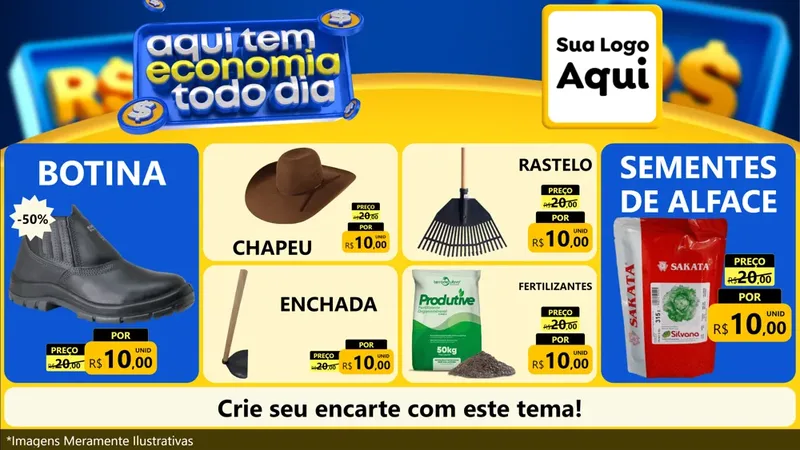 Modelo de TV para TV Horizontal com o tema Aqui Tem Economia Todo Dia para Agropecuária