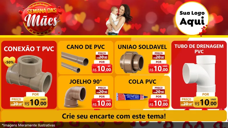 Modelo de TV para TV Horizontal com o tema Semana das Mães para Tubos e conexões