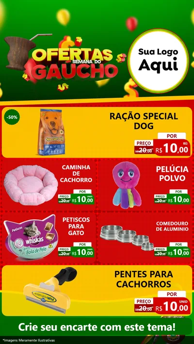 Modelo de TV para TV Vertical com o tema Ofertas Semana Do Gaúcho para Pet Shop