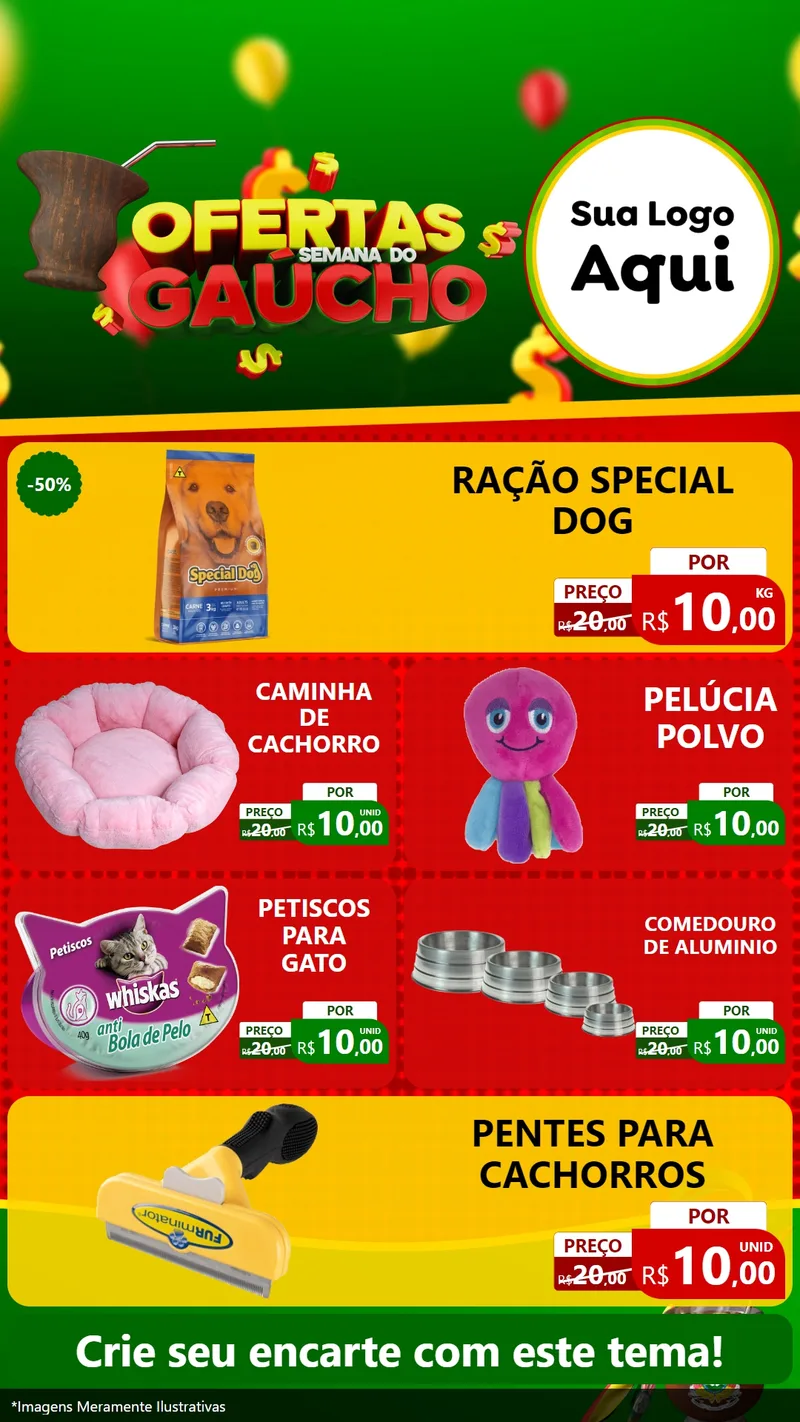 Modelo de TV para TV Vertical com o tema Ofertas Semana Do Gaúcho para Pet Shop