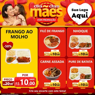 Modelo de Rede Social para Feed Facebook com o tema Dia das Mães com Promoção para Restaurante