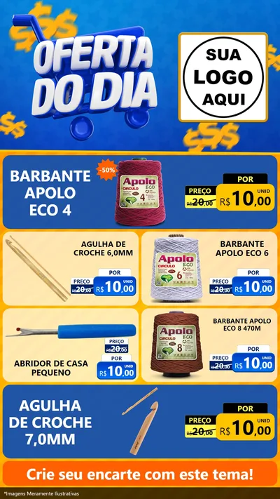 Modelo de TV para TV Vertical com o tema Oferta do Dia para Armarinho e Aviamentos