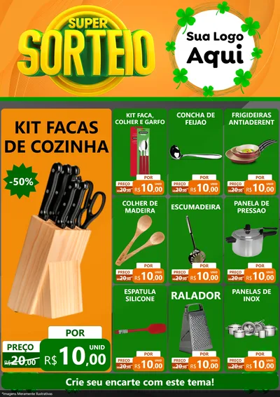 Modelo de Encarte para Encarte A4 Vertical com o tema Super Sorteio para Utilidades Domésticas