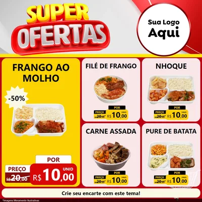 Modelo de Rede Social para Feed Facebook com o tema Super Ofertas para Restaurante