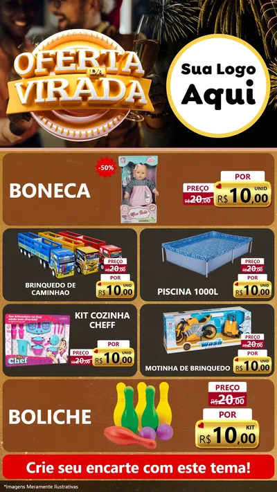 Modelo de TV para TV Vertical com o tema Oferta da Virada para Brinquedos
