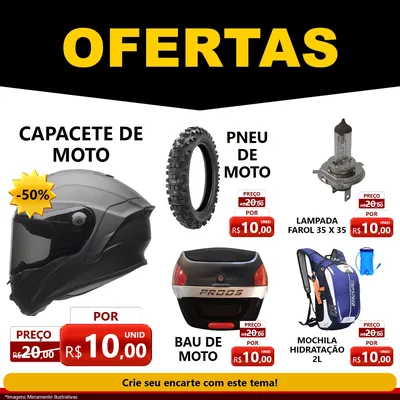 Modelo de Rede Social para Feed Facebook com o tema Ofertas Preto e Vermelho Cartaz para Moto peças
