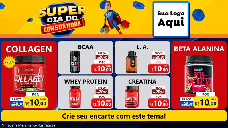 Modelo de TV para TV Horizontal com o tema Super Dia do Consumidor para Suplementos alimentares