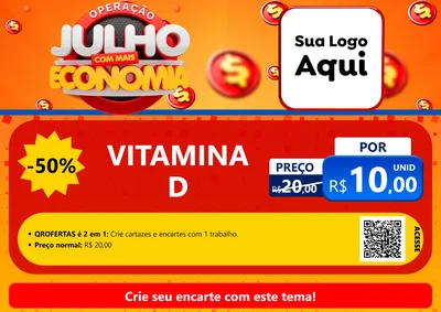 Modelo de Cartaz para Cartaz A4 Horizontal com o tema Operação Julho Com Mais Economia para Farmácia