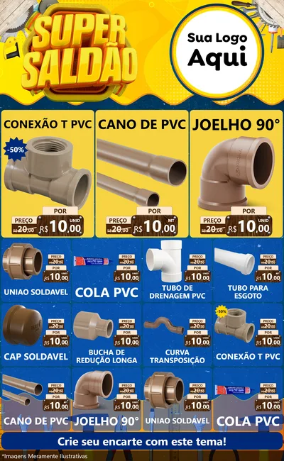 Modelo de Encarte para Encarte Grande com o tema Super Saldão para Tubos e conexões