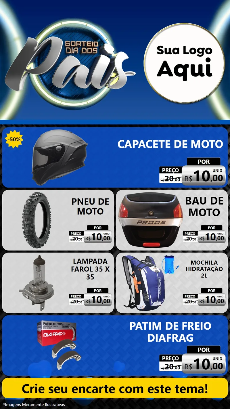 Modelo de TV para TV Vertical com o tema Sorteio Dia Dos Pais para Moto peças