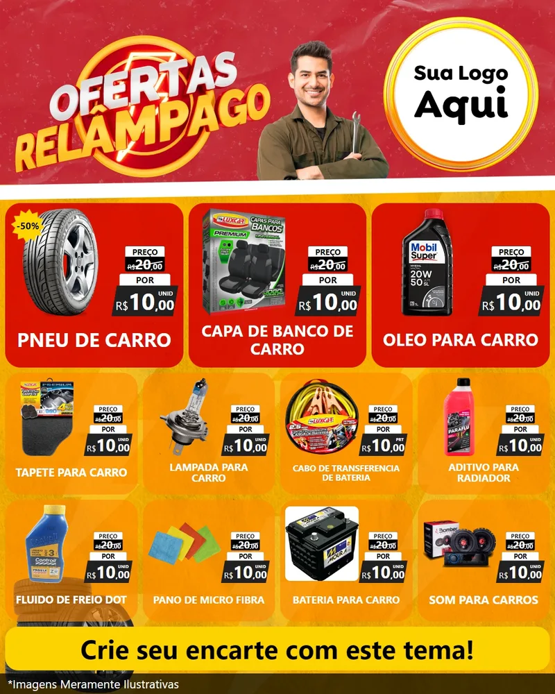 Modelo de Rede Social para Feed Instagram com o tema Ofertas Relâmpago - Autopeças para Auto peças