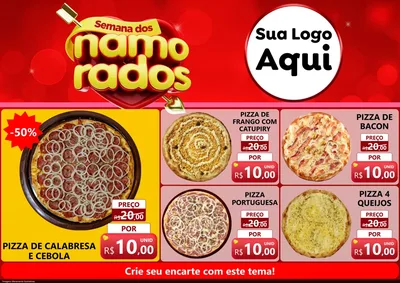 Modelo de Encarte para Encarte A4 Horizontal com o tema Semana dos namorados para Pizzaria