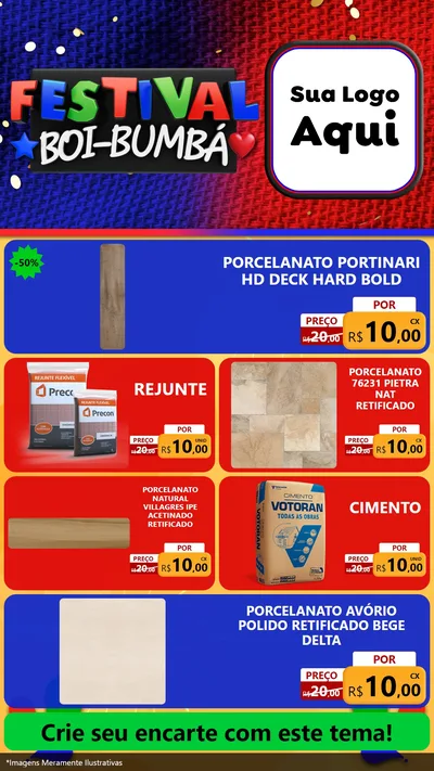 Modelo de TV para TV Vertical com o tema Festival Boi-Bumbá para Pisos e revestimentos