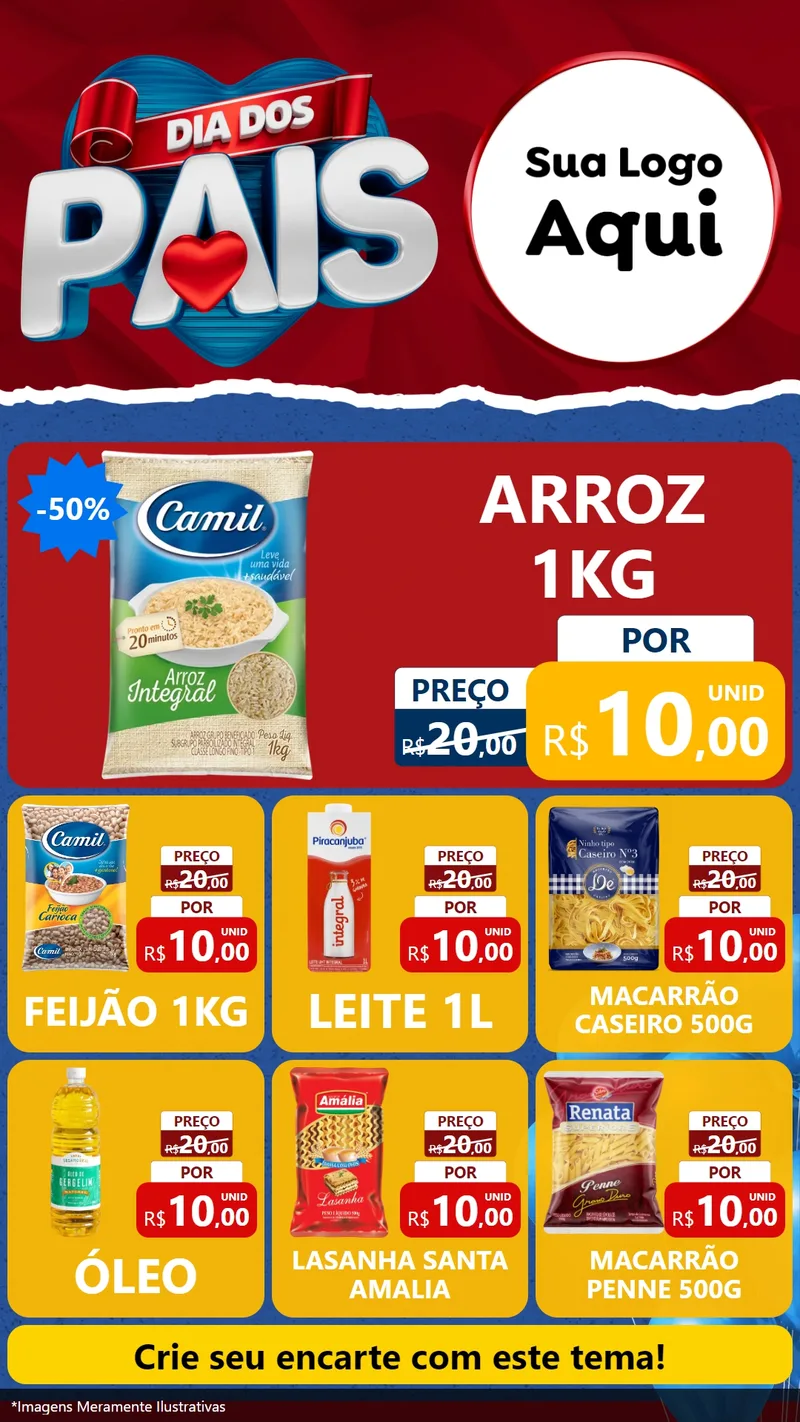 Modelo de Rede Social para Stories com o tema Dia dos Pais para Supermercado