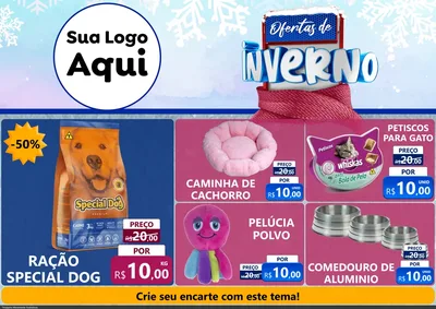 Modelo de Encarte para Encarte A4 Horizontal com o tema Ofertas de Inverno para Pet Shop