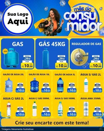 Modelo de Rede Social para Feed Instagram com o tema Mês do Consumidor para Água e gás