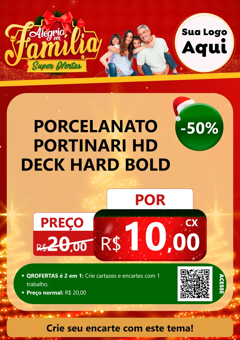 Modelo de Cartaz para Cartaz A4 Vertical com o tema Alegria em Família Super Ofertas - Natal para Pisos e revestimentos