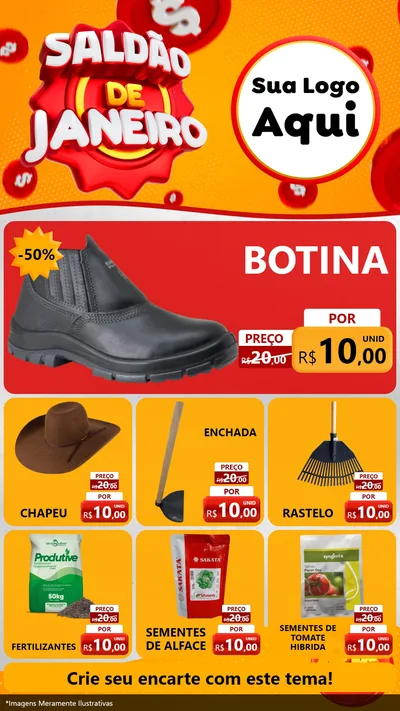 Modelo de Rede Social para Stories com o tema Saldão de Janeiro para Agropecuária