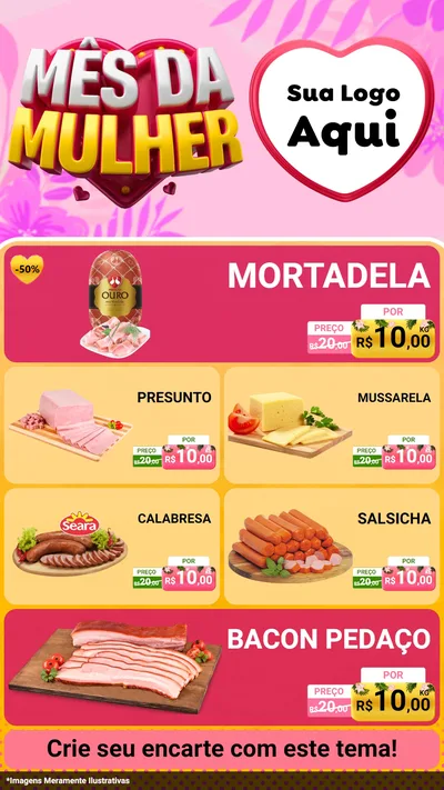 Modelo de TV para TV Vertical com o tema Mês da Mulher para Frios e Laticínios