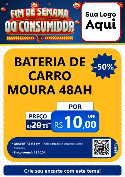 Modelo de Cartaz para Cartaz A4 Vertical com o tema Fim de Semana do Consumidor para Baterias Elétricas