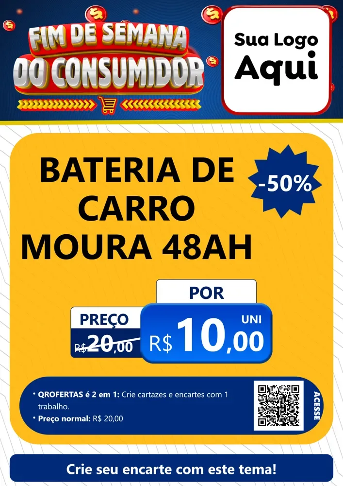 Modelo de Cartaz para Cartaz A4 Vertical com o tema Fim de Semana do Consumidor para Baterias Elétricas
