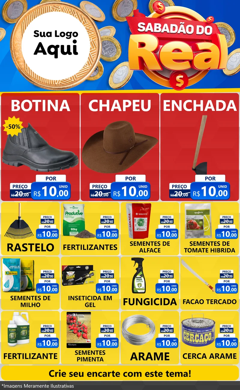 Modelo de Encarte para Encarte Grande com o tema Sabadão do Real para Agropecuária