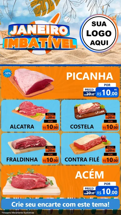 Modelo de TV para TV Vertical com o tema Janeiro Imbatível para Açougue