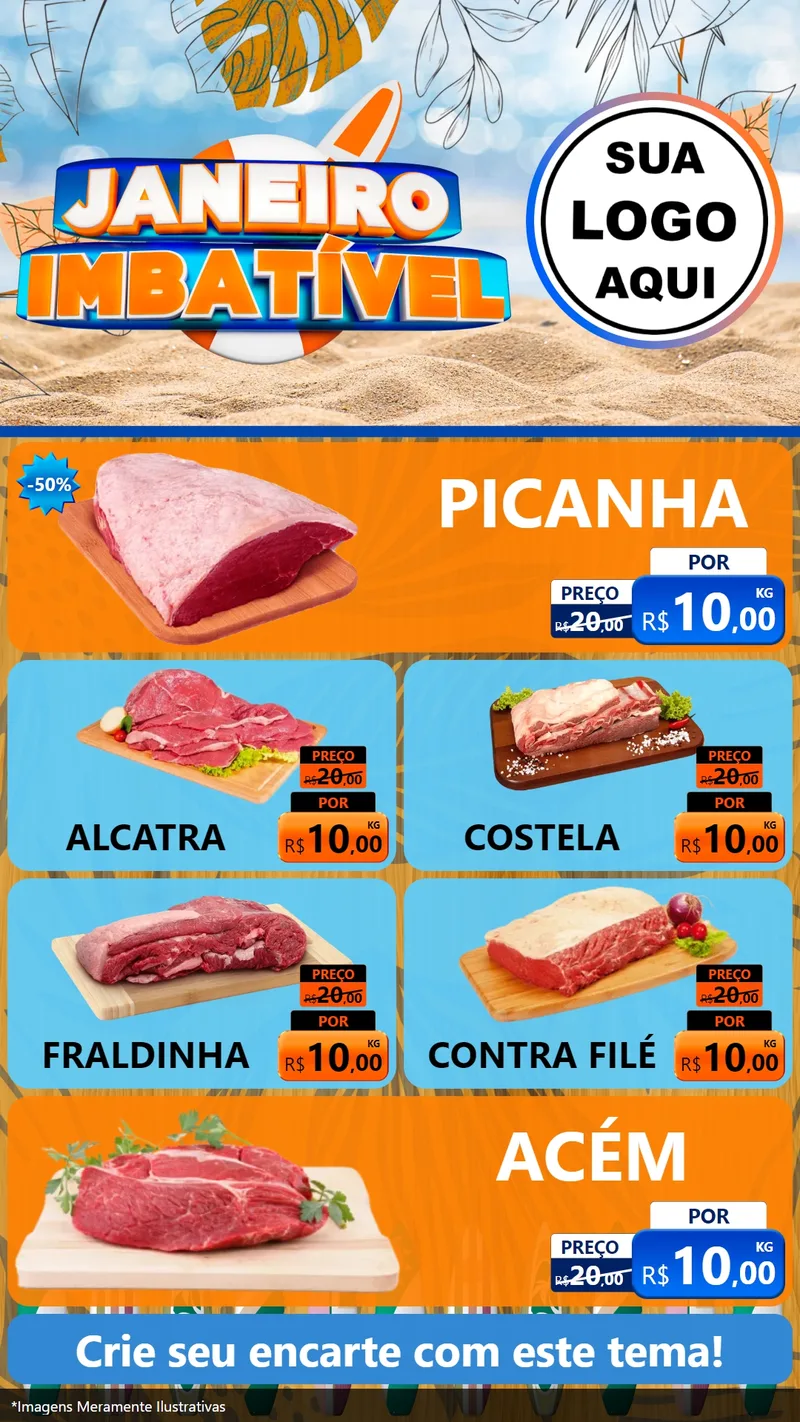 Modelo de TV para TV Vertical com o tema Janeiro Imbatível para Açougue