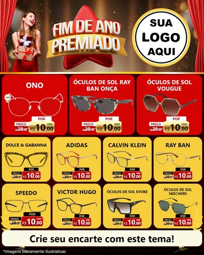 Modelo de Rede Social para Feed Instagram com o tema Fim de Ano Premiado para Óticas