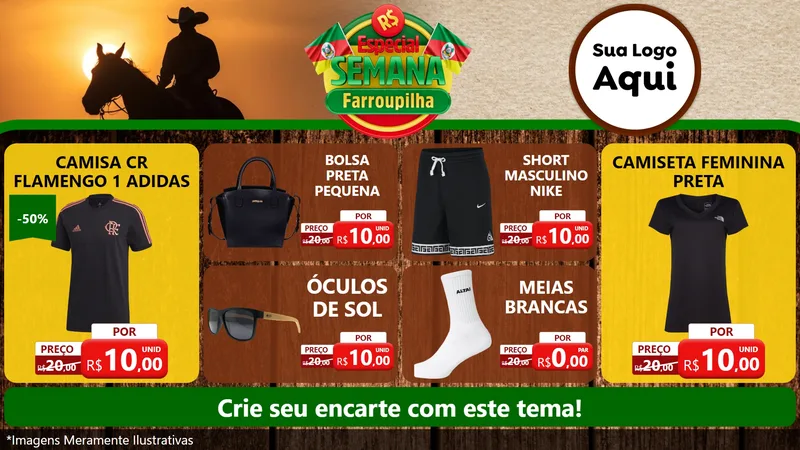 Modelo de TV para TV Horizontal com o tema Especial Semana Farroupilha para Roupas e acessórios