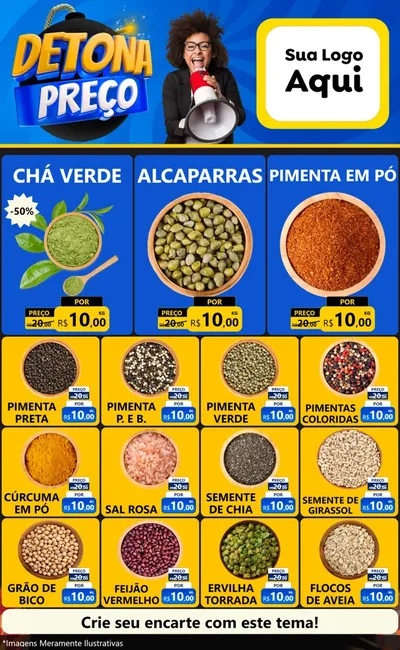 Modelo de Encarte para Encarte Grande com o tema Detona Preços para Produtos Naturais