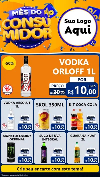 Modelo de Rede Social para Stories com o tema Mês do Consumidor para Distribuidora de bebidas