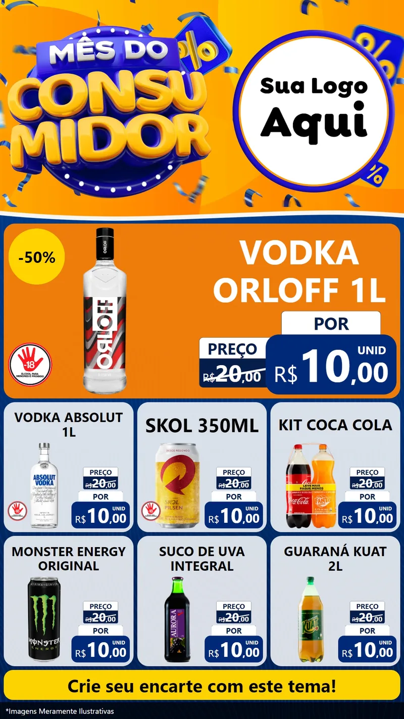 Modelo de Rede Social para Stories com o tema Mês do Consumidor para Distribuidora de bebidas