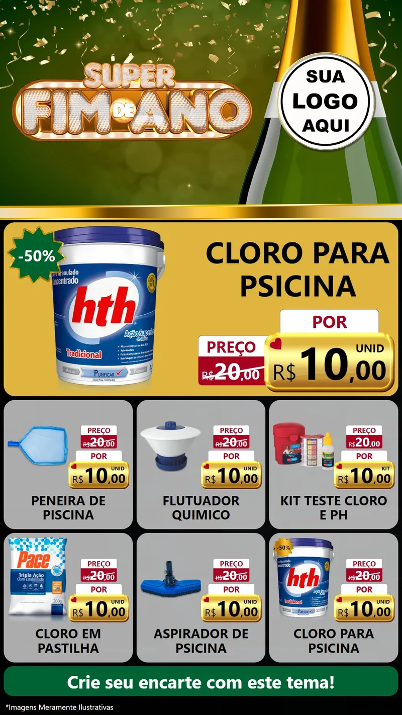 Modelo de Rede Social para Stories com o tema Super Fim de Ano para Produtos para Piscina