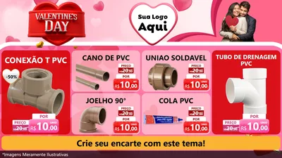 Modelo de TV para TV Horizontal com o tema Valentine's Day para Tubos e conexões