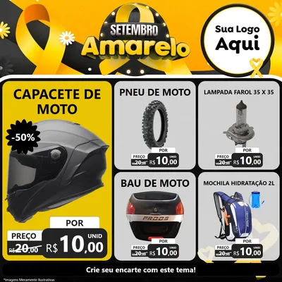Modelo de Rede Social para Feed Facebook com o tema Setembro Amarelo para Moto peças