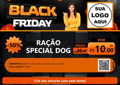 Modelo de Cartaz para Cartaz A4 Horizontal com o tema Black Friday para Pet Shop