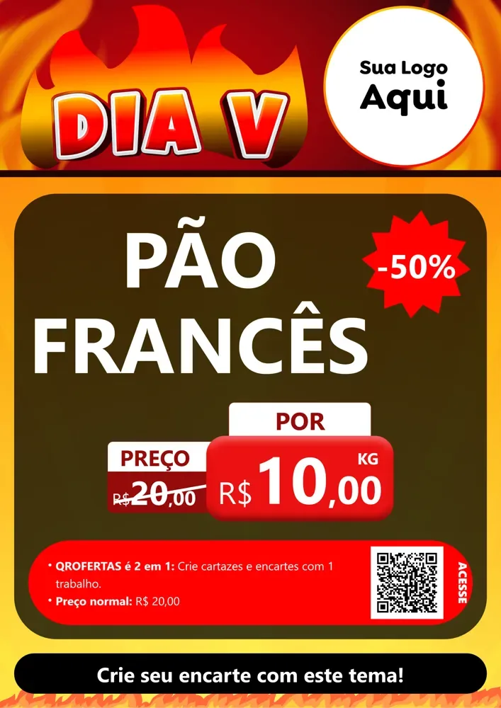 Modelo de Cartaz para Cartaz A4 Vertical com o tema Dia V para Padaria