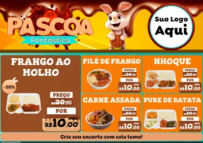 Modelo de Encarte para Encarte A4 Horizontal com o tema Páscoa Fantástica para Restaurante