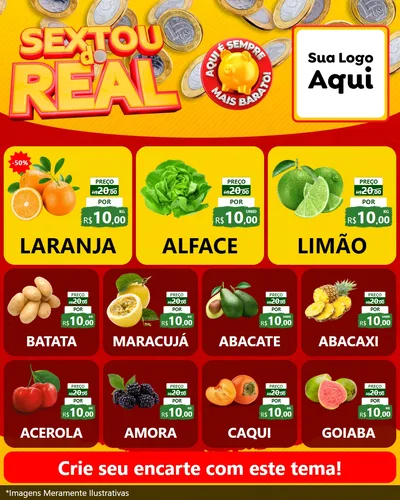 Modelo de Rede Social para Feed Instagram com o tema Sextou do Real para Hortifrúti