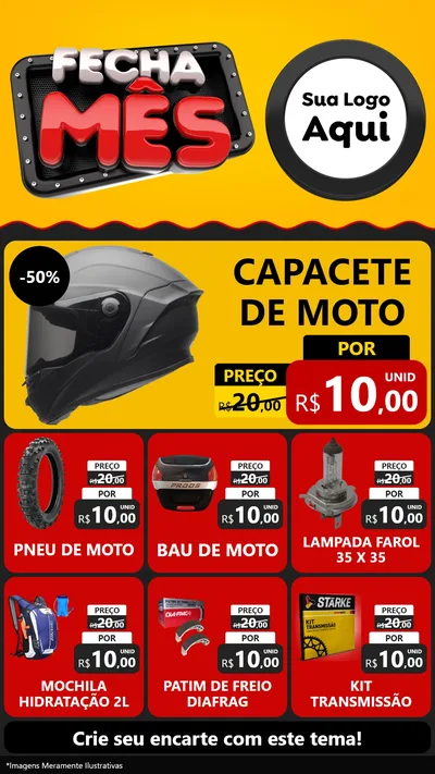 Modelo de Rede Social para Stories com o tema Fecha Mês para Moto peças