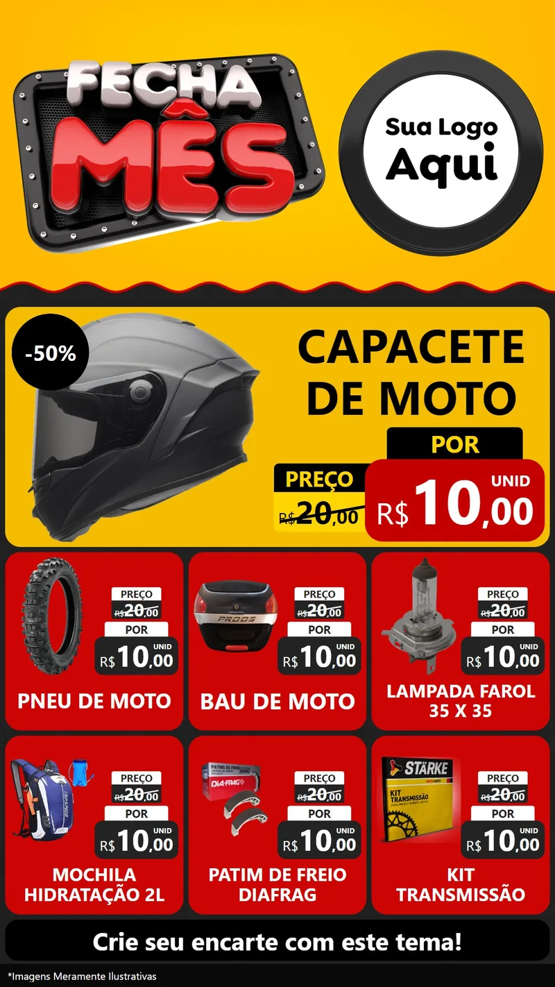 Modelo de Rede Social para Stories com o tema Fecha Mês para Moto peças