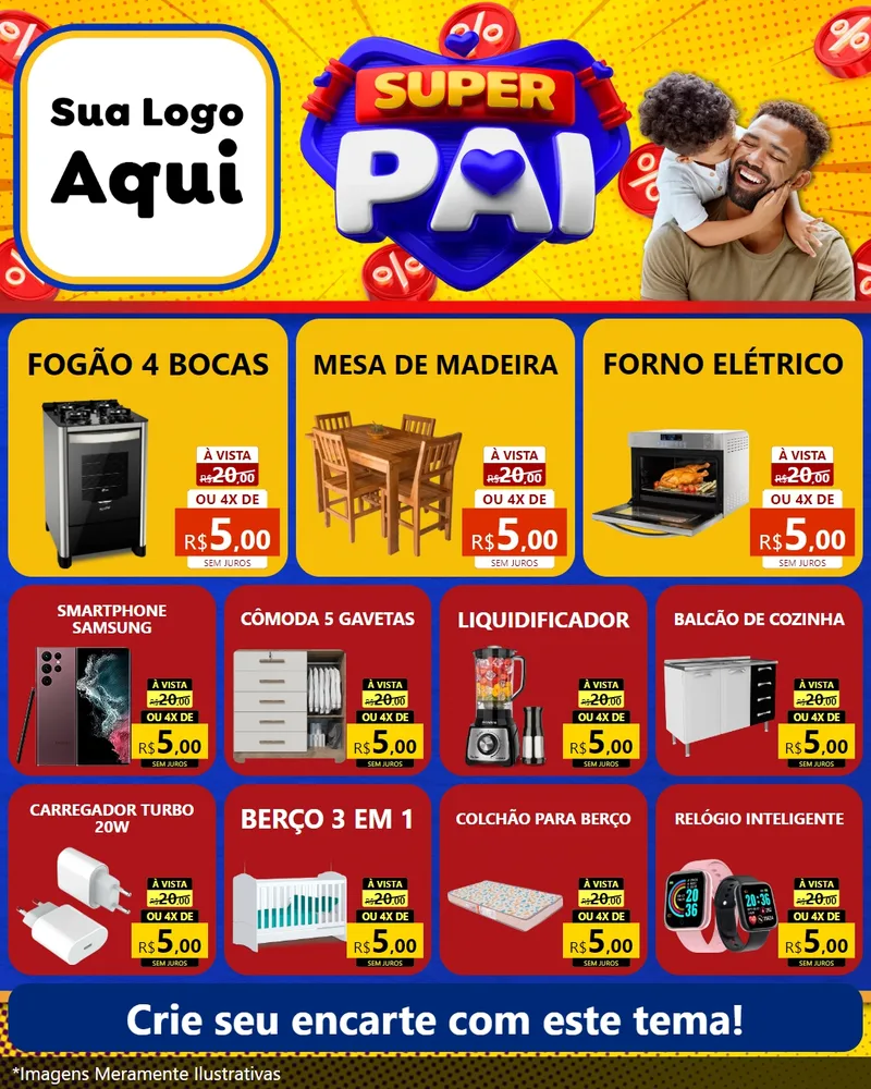 Modelo de Rede Social para Feed Instagram com o tema Super Pai para Móveis e Eletro