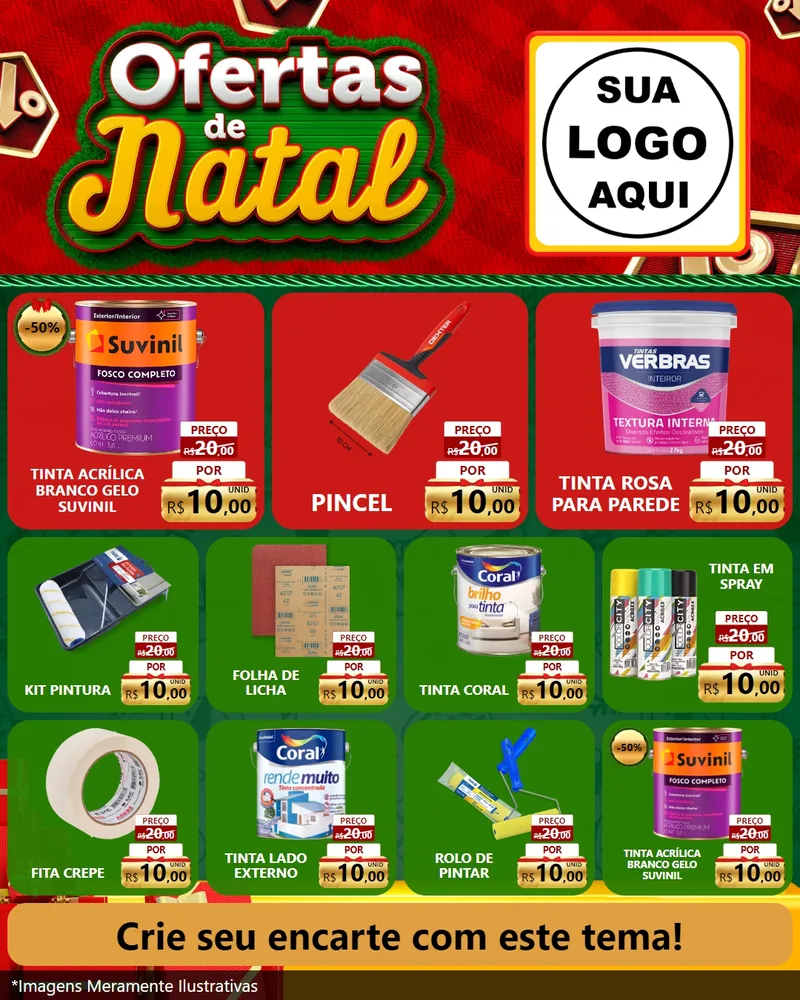 Modelo de Rede Social para Feed Instagram com o tema Ofertas de Natal para Tintas e Ferramentas