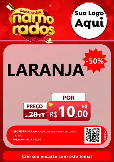 Modelo de Cartaz para Cartaz A4 Vertical com o tema Semana dos namorados para Hortifrúti