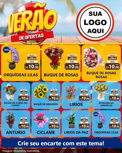 Modelo de Rede Social para Feed Instagram com o tema Verão de Ofertas para Floricultura e jardim